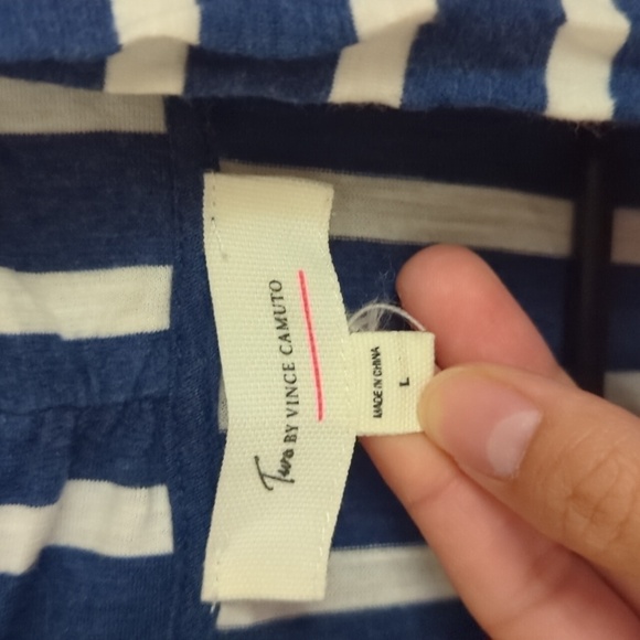 Two by Vince Camuto Blue & Cream Stripe Long Sleeve Open Cardigan Size Large - Picture 6 of 8